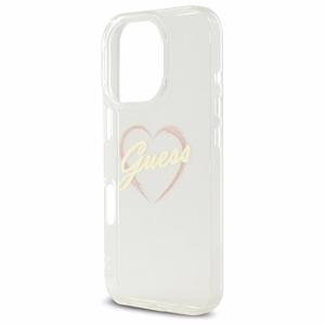Guess IML Heart dėklas telefonui iPhone 16 Pro - skaidrus