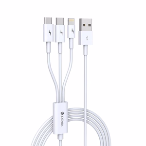 Devia kabelis 3in1 Smart EC141 USB - Lightning + USB-C + MicroUSB 1,2 m 2A baltas