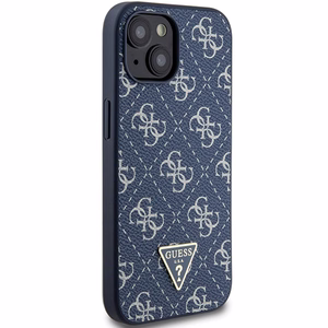 Guess 4G Triangle Metal Logo dėklas telefonui iPhone 15 Plus / 14 Plus - mėlynas