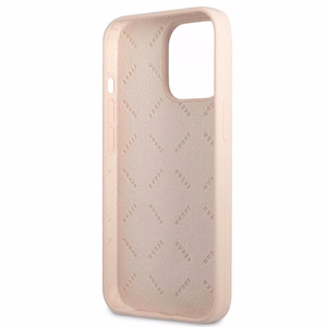 Guess GUHCP13XSLTGP iPhone 13 Pro Max 6.7" rožinis kietas dėklas silikoninis trikampis