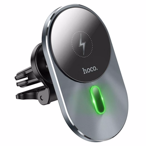 HOCO automobilinis laikiklis su belaidžiu įkrovimu suderinamas su MagSafe oro angai 15W CA91 pilkas