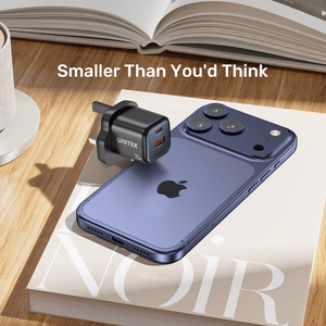 Unitek GaN tinklo įkroviklis USB-A ir USB-C 20W juodas