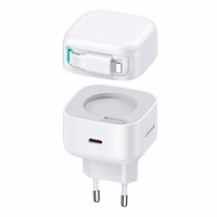 USAMS Tinklo įkroviklis 1xUSB-C su suvyniojamuoju Lightning laidu PD+QC 35W Gan Fast Charging baltas XMF Series CC209TC02 (US-CC209)