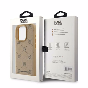 Karl Lagerfeld Magnetinis Karl Galva Dėklas telefonui iPhone 15 Pro - smėlio spalvos