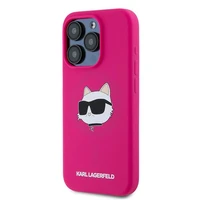 Karl Lagerfeld Silikoninis Choupette Head Magnetinis dėklas telefonui iPhone 15 Pro – rožinis