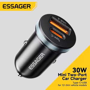 Automobilinis įkroviklis Essager Rui Mini juodas 30W (1xPD / 1xQC3.0)