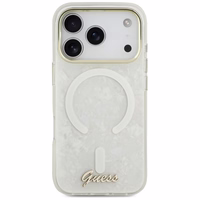 Guess IML Shell Script Metal MagSafe Dėklas for iPhone 17 Pro Max - baltas
