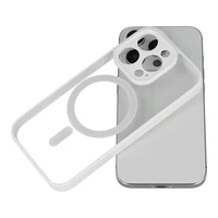 Akrilinis spalvotas magnetinis dėklas telefonui Iphone 13 Pro Max baltas