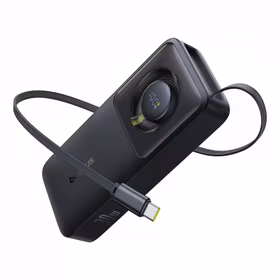 Išorinė baterija Baseus "Free2Pull" juoda 10000mAh 30W (PD) + integruotas "Type-C" laidas