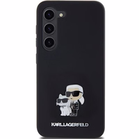 Karl Lagerfeld silikoninis Karl&Choupette metalinis smeigtukas dėklas telefonui Samsung Galaxy S23 - juodas