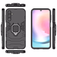 Dėklas telefonui Ring Armor Samsung Galaxy A24 4G su magnetiniu laikikliu ir žiedu - juodas
