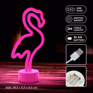 Neon LED on stovas FLAMINGO rožinis USB-C FSC-11 Forever Light