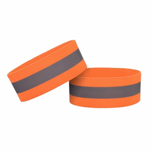 Atšvaitinė rankos juosta su Velcro užsegimu dviračiui ir bėgimui, 4 cm - oranžinė