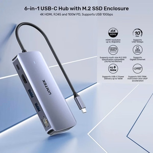 UNITEK aktyvus USB-C šakotuvas 10Gbps, M.2, HDMI, PD 100W
