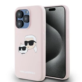 Karl Lagerfeld Silikoninis Karl&Choupette MagSafe dėklas iPhone 15 Pro Max - rožinis