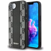 DKNY odinis languotas mono raštas Magnetinis iPhone 16e dėklas - juodas