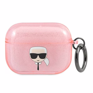 Karl Lagerfeld Blizgučių Karlo Galvos Dėklas AirPods Pro - rožinis