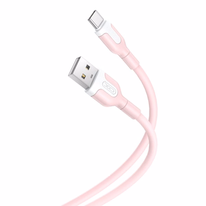 XO NB212 USB–USB-C laidas, 1,0 m, 2,1 A, rožinis