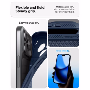 Spigen Liquid Air dėklas, skirtas iPhone 18 Pro / 17 Pro – spalva: tamsiai mėlyna