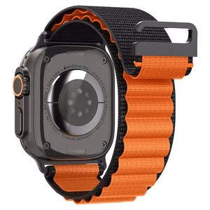SPIGEN WBF1 dirželis APPLE WATCH 6 / 7 / 8 / 9 / 10 / SE / ULTRA 1 / 2 (44 / 45 / 46 / 49 MM) juodas/oranžinis