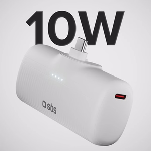 SBS EcoPower 5000 mAh 10W išorinė baterija su įmontuotu USB-C prievadu - balta