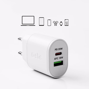 SBS TETRPD20W 20W USB-A USB-C sieninis įkroviklis su Power Delivery - baltas