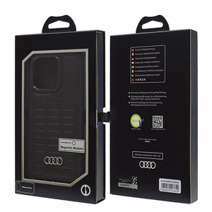 Audi Sintetinės odos Magnetinis iPhone 16 Pro 6.3" juodas/juodas kietas dėklas AU-TPUPCMIP16P-GT/D3-BK