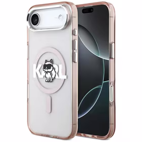 Karl Lagerfeld IML Choupette Sketch Logo MagSafe dėklas telefonui iPhone 17 Air - rožinė
