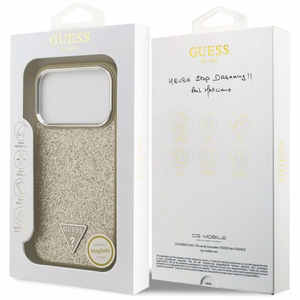 Guess Glitter Triangle Logo MagSafe чехол iPhone 17 Pro золотой