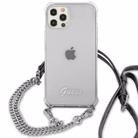 Guess GUHCP12MKC4GSSI iPhone 12/12 Pro 6.1" Skaidrus kietas dėklas 4G Sidabrinė grandinė