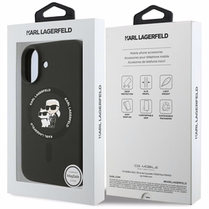 Dėklas Karl Lagerfeld Liquid Silicone Karl and Choupette MagSafe Apple iPhone 17 juodas