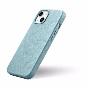 iCarer Litchi Premium odinis dėklas iPhone 14 Magnetinis odinis dėklas su MagSafe Žalias (WMI14220709-GN)