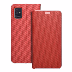 Dėklas telefonui LUNA Book Carbon skirtas SAMSUNG A51 raudonas