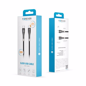 "Forever Sleek" kabelis USB-C - USB-C 2,0 m 60W juodas