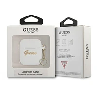 Guess GUA2LSCHSH AirPods 1/2 dėklas baltas silikoninis Charm Heart kolekcija