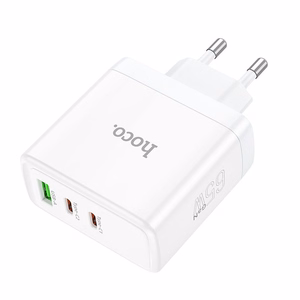 Įkroviklis Hoco 2 x USB-C + USB-A GaN QC PD 65W N30 baltas