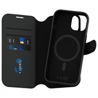 CARE by PanzerGlass Funkcija Tango 2in1 Piniginės tipo dėklas MagSafe iPhone 15 - juodas