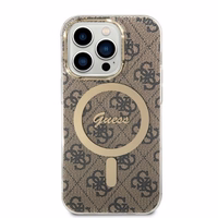 Rinkinys Guess GUBPP14XH4EACSW dėklas + įkroviklis iPhone 14 Pro Max 6.7" rudas/kietas dėklas 4G Spausdinimas Magnetinis