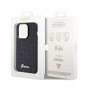 Guess Disco Metal Script dėklas telefonui iPhone 14 Pro - juodas