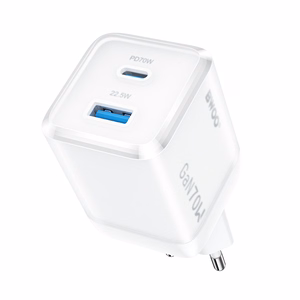 BWOO GaN wall įkroviklis CDA224 QC 70W 1 x USB 1 x USB-C, baltas