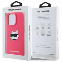 Karl Lagerfeld silikoninis Choupette galvos Magnetinis iPhone 16 Pro dėklas - Rožinis