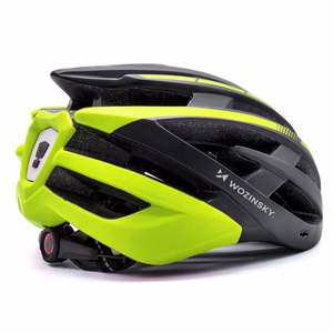 Wozinsky MTB велосипедный шлем со съемным козырьком и задним USB-фонарем L - черный и желтый