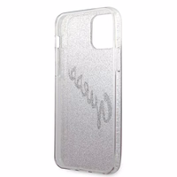 Guess GUHCP12LPCUGLSPI iPhone 12 Pro Max 6.7" rožinis kietasis dėklas Glitter Gradient Script