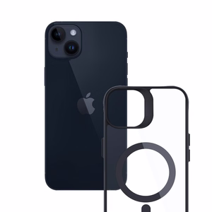 Чехол 3mk Satin Armor MagCase с MagSafe для iPhone 14 Plus - прозрачный с чёрной рамкой