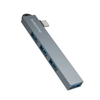 "Borofone" adapteris HUB FH1A 4 in 1 - C tipo 3xUSB 2.0 + USB 3.0 - pilkas