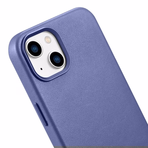 iCarer Dėklas Odinis viršelis natūralios odos iPhone 14 Plus šviesiai violetinis (suderinamas su MagSafe)