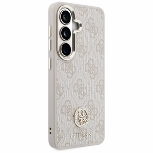 Guess 4G Big Rhinestone Triangle Strap MagSafe dėklas + dirželis Samsung Galaxy S26 rožinis