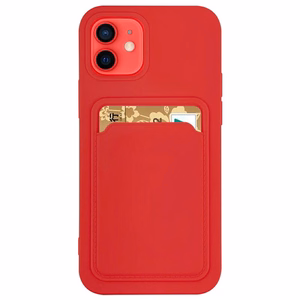 Kortelių dėklas silikoninė piniginė su kortelių skyriumi dokumentams iPhone 12 Pro Max, raudonas