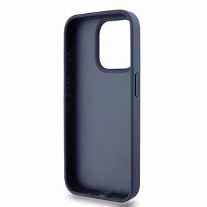 DKNY Odinis mono juosta ir metalinis logotipas dėklas telefonui iPhone 15 Pro - mėlynas