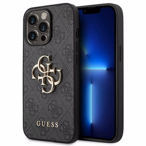 Guess 4G Big Metal Logo dėklas telefonui iPhone 14 Pro - pilkas